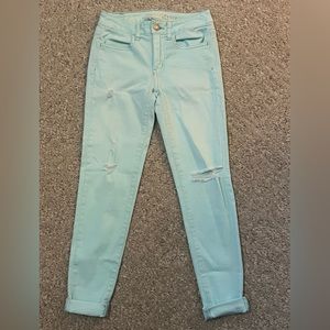 American Eagle Mint Distressed Jeans Size 2